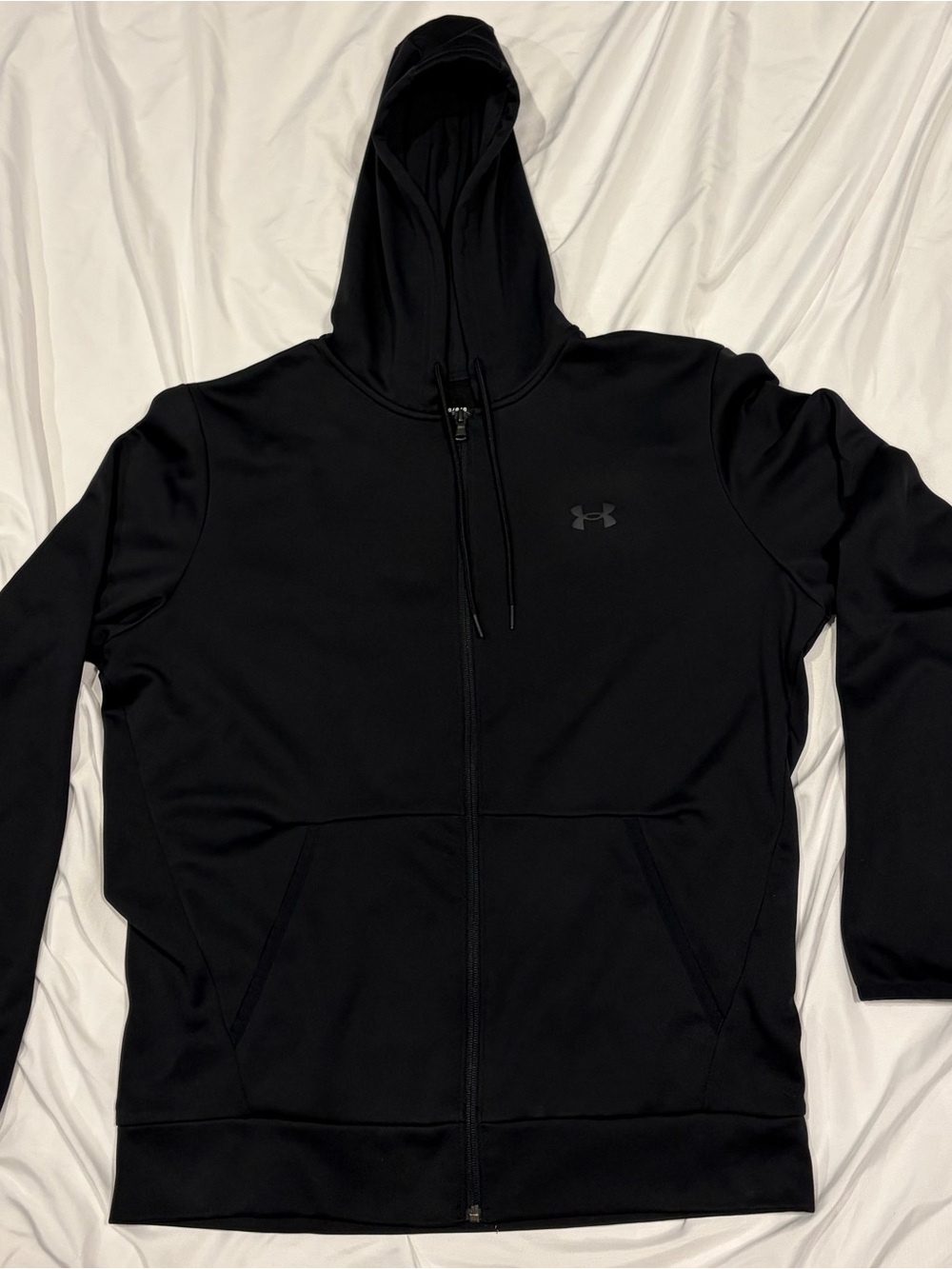 Under Armour Mens Large Black Full Zip Armour Fleece Loose Fit Hoodie Jacket